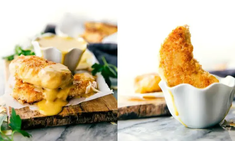 قطع الدجاج المقرمشة مع صوص العسل والخردل